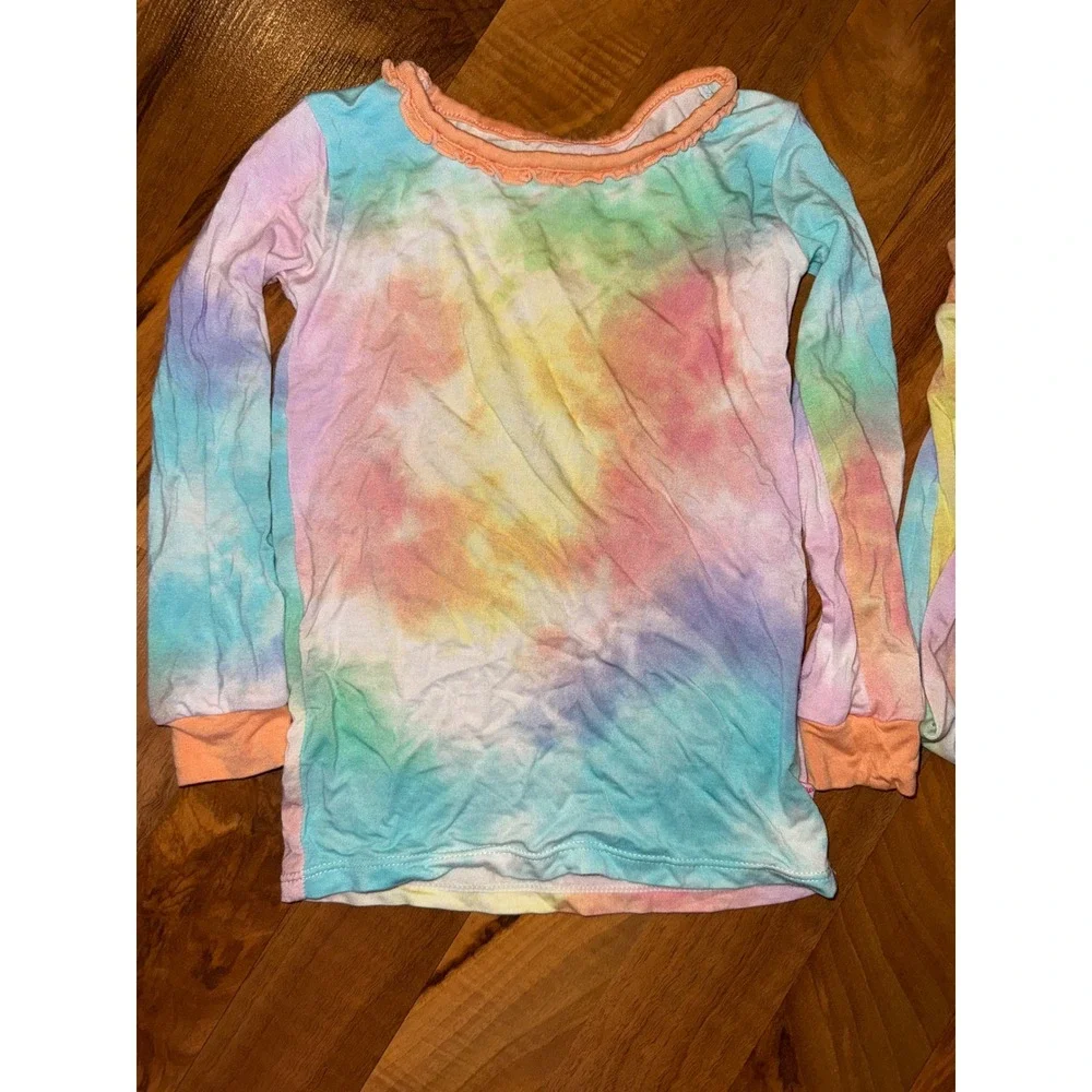 RuffleButts Pajama Set Girls 2T Multi Tie Dye Excellent Ruffle Back Viscose